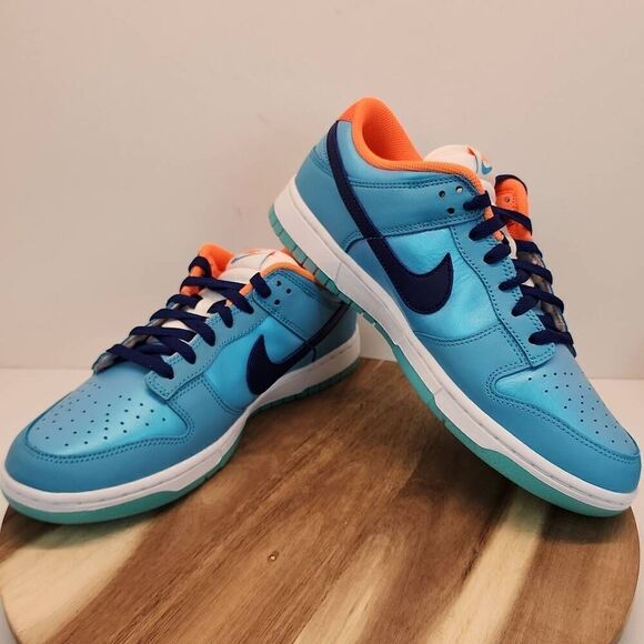Nike Dunk Low SE "Baltic Blue/Deep Royal Blue/Total Orange" Men's Shoe Size 9.5 - Picture 8 of 11